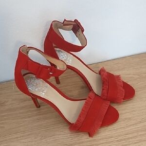Vince Camuto Red Fringe Heels